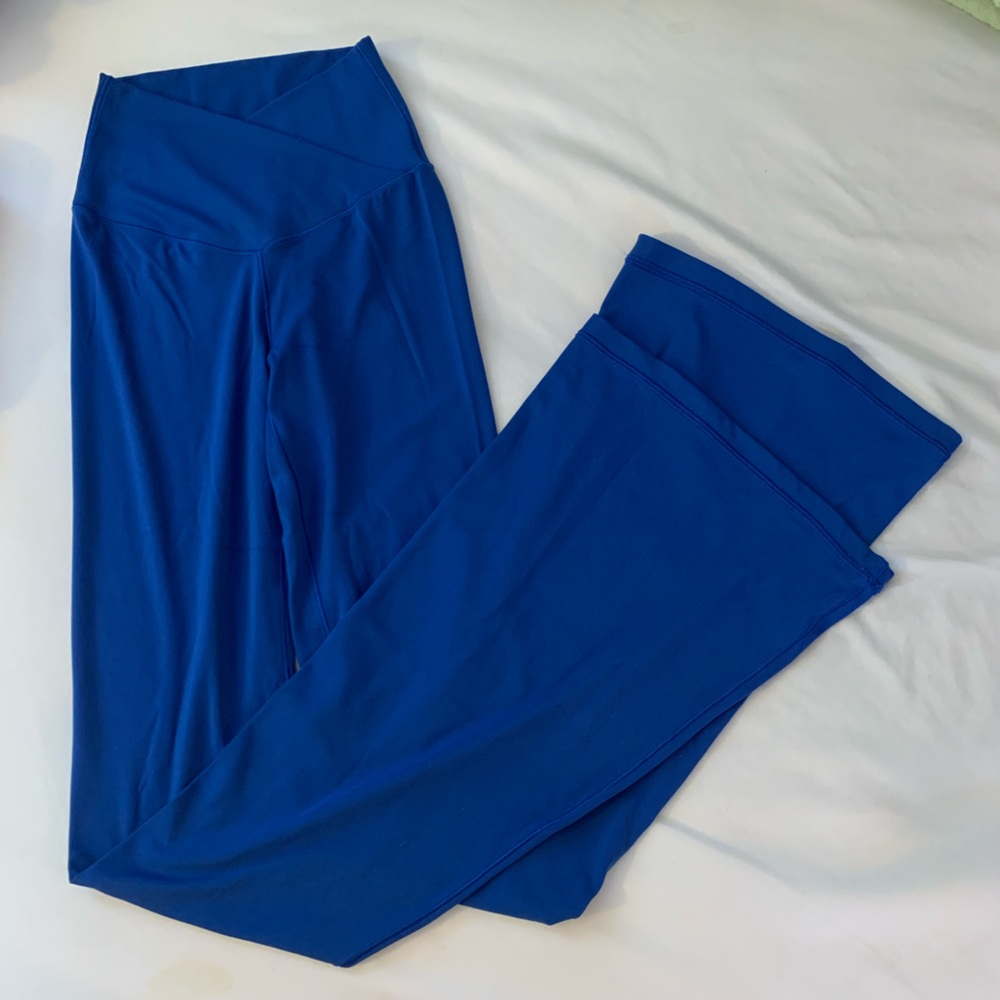 Anniversary Blue Aerie Crossover Flare Leggings